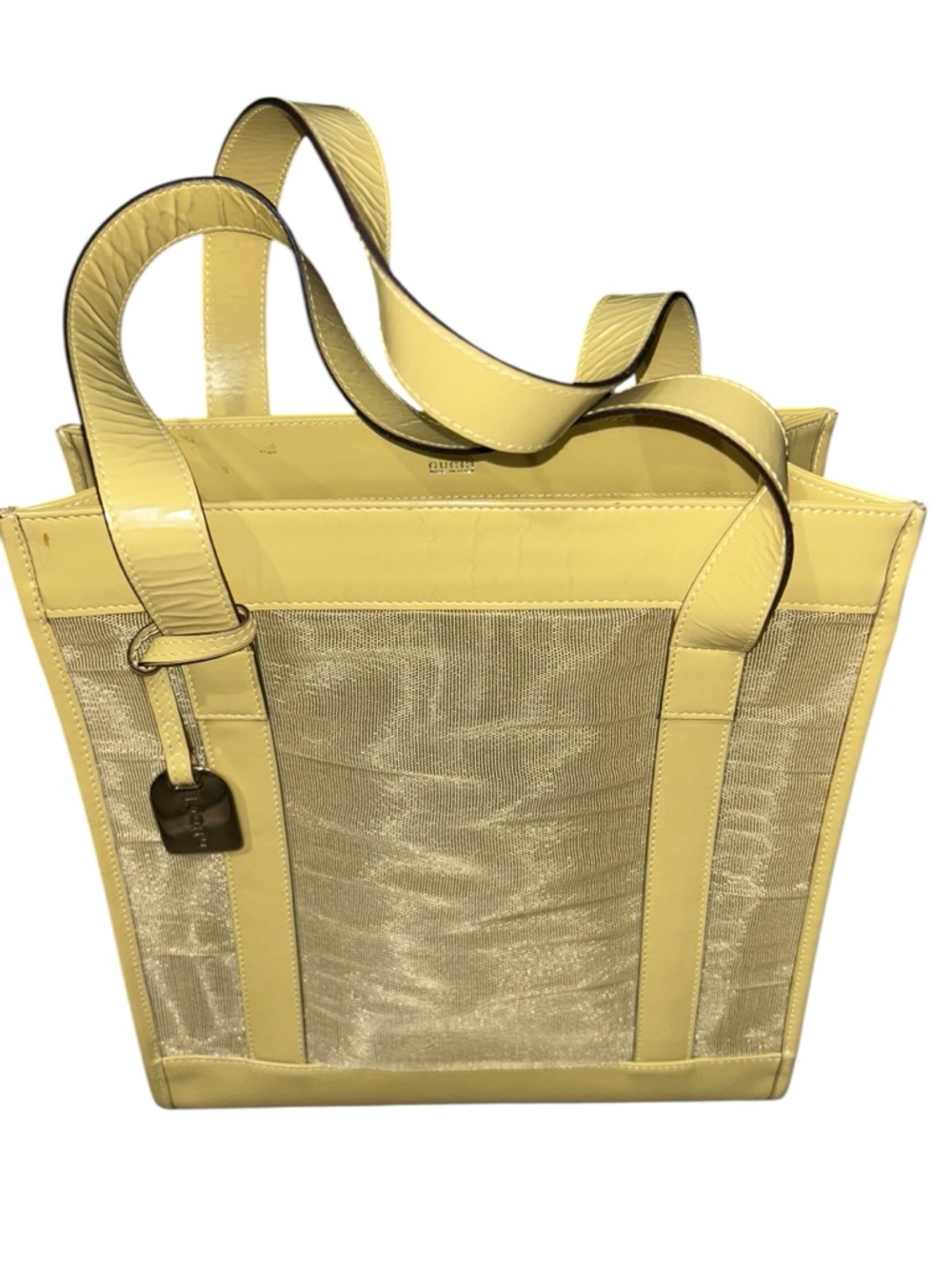 Tom Ford Gucci Mesh Tote Handbag Retro Yellow Vintage GUC Matching Pouch - Picture 10 of 15